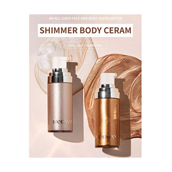 Glitter Body Makeup Shimmer Liquid Bronzer Waterproof Face Highlighter Makeup Blush Illuminator Glow for Face Women Body Glitter Lotion Cosmetics(#3 Bronze Gold)