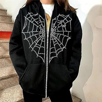 Aobiono Casaco com capuz feminino masculino Y2K com zíper completo