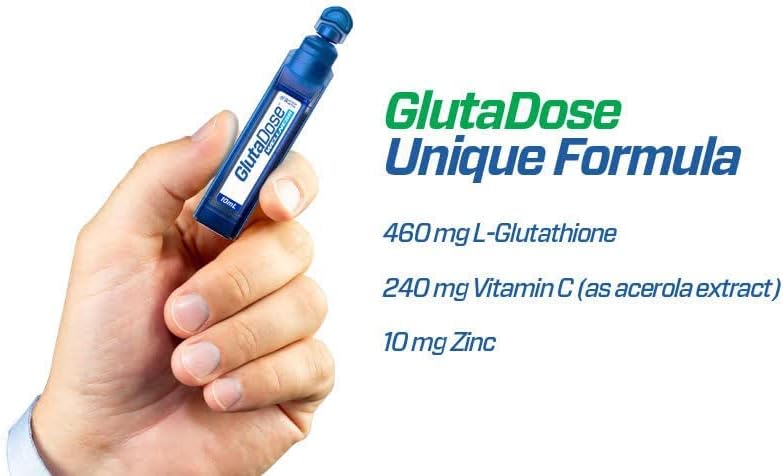 GlutaDose | Detox Every Day | Support Immune Function and Increase Energy | Glutathione + Acerola Extract Blend (700 mg) | Zinc (10 mg) | Liquid Vials | Made in USA (30 Doses)