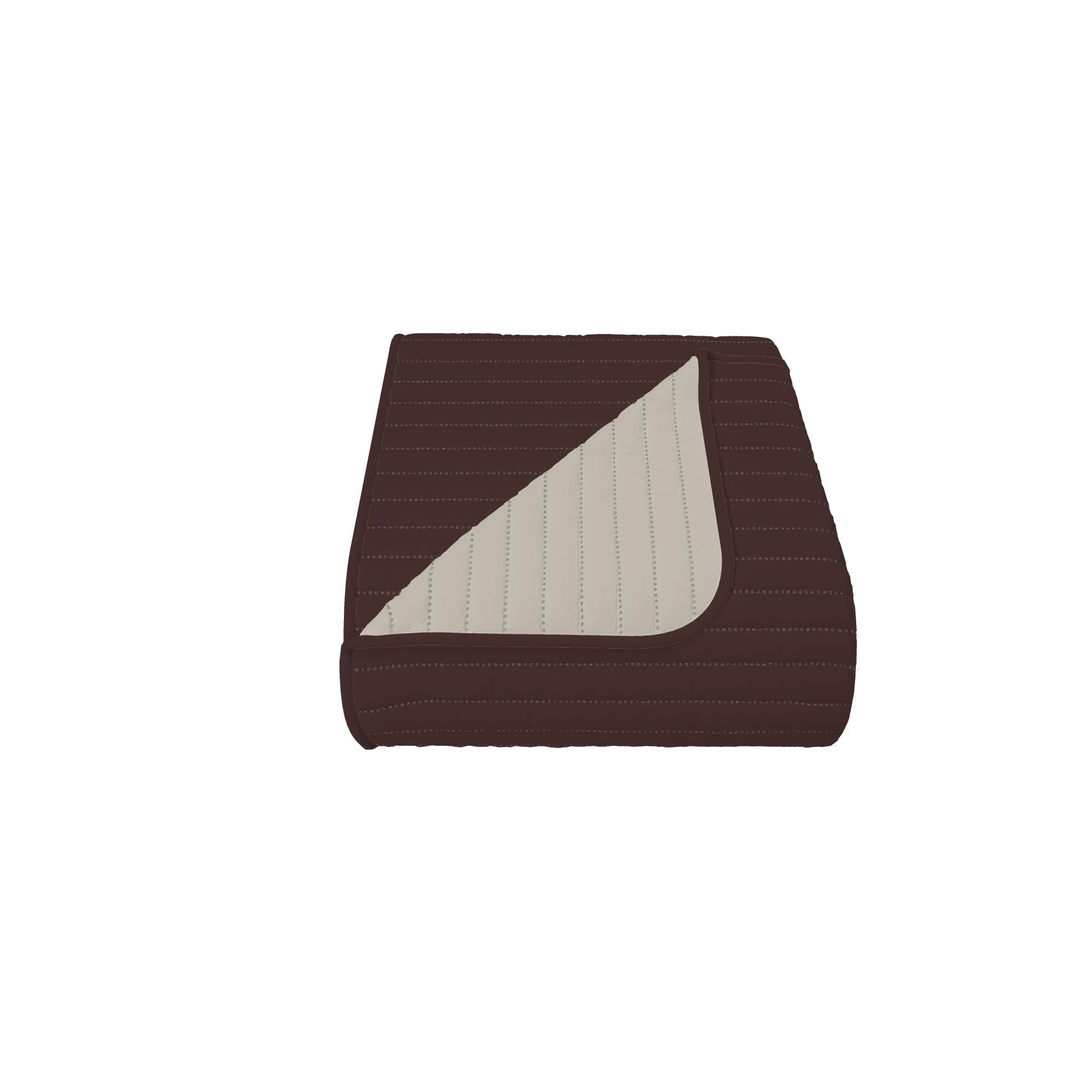 Italian Bed Linen Summer Microfibre Summer Quilt, Brown/Cream, Double 250 x 250 cm, Matrimoniale 250x250cm - Image 4