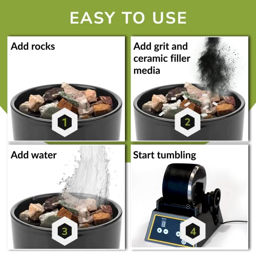 Polly Plastics Rock Tumbler Grit And Polish Refill & Ceramic Tumbling Filler Media (4.5Lb Total Weight) - Silicone Carbide Polisher Grit - Stone Polishing For Gems - Rock Polish Supplies & Accessories #TOP6