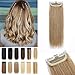 S-noilite 12Inch Clip in Hair Extensions Human Hair One Piece 2 Clips Thick Short Clip in Remy Hair Piece For Women with Thinning Hair Add Hair Volume 17g Dark Blonde