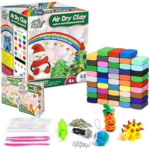 Chico Land Clay Kit – 48 Colors Air Dry Clay, Gift for Boys & Girls Age 4+ Year Old, DIY Model Modeling Clay kit for Kids, with Sculpting Tools, Decoration Accessories, Kids Art Crafts
