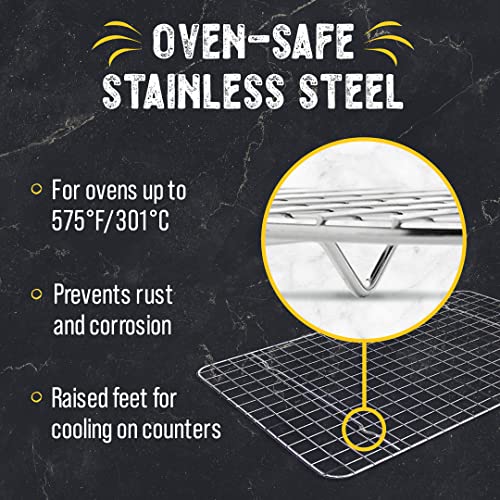 Checkered Chef Cooling Rack - Set Of 2 Stainless Steel, Oven Safe Grid Wire Cookie Cooling Racks For Baking & Cooking - 8” X 11 ¾" #TOP3