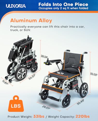 Image of 33 lbs Ultra Lightweight Electric Wheelchair for Adults, Airline Approved Foldable Power Chair with SOS & Mute Button, Portable Motorized Wheelchair with Removable Battery