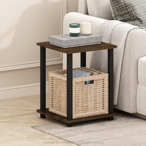 Image of Furinno Simplistic Set of 2 Toolless Living Room Table Set, Black Walnut