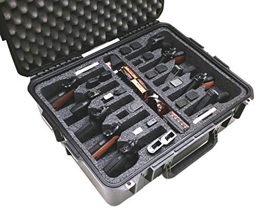 Case Club 10 Pistol & 30 Magazine Pre-Cut Waterproof Case with Silica Gel x2 to Help Prevent Gun Rust (Non-Wheeled)