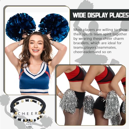 48 Pcs Cheerleader gifts for Women Cheer Bracelets Stackable Friendship Heishi Surfer Bracelets Cheer Team Gifts for Cheerleaders3