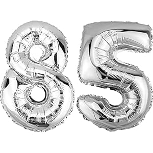 DekoRex Folienballon Silber 82cm Geburtstag Jubiläum Hochzeit Deko (Zahl 85)