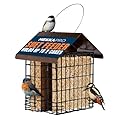MEKKAPRO Suet Feeder for Outside Hanging Metal Roof, Woodpecker Feeder, Two Suet Bird Feeder Capacity, Cage Hanger Hanging Bird Feeder Easily Fits 2 Suet Cakes Holder - Wild Bird Feeder Basket