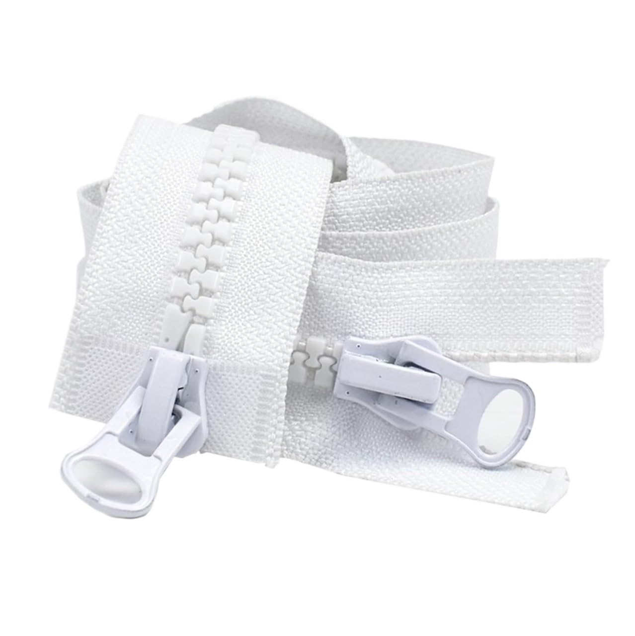 Exquisite Zipper, Resin Open-Ended Zips 8# 40-150cm Double Sliders Open End Zip Jacket Coat Tent Black Zippers Sleeping Bags Tent DIY Sewing Clothing Accessories(White,100CM)