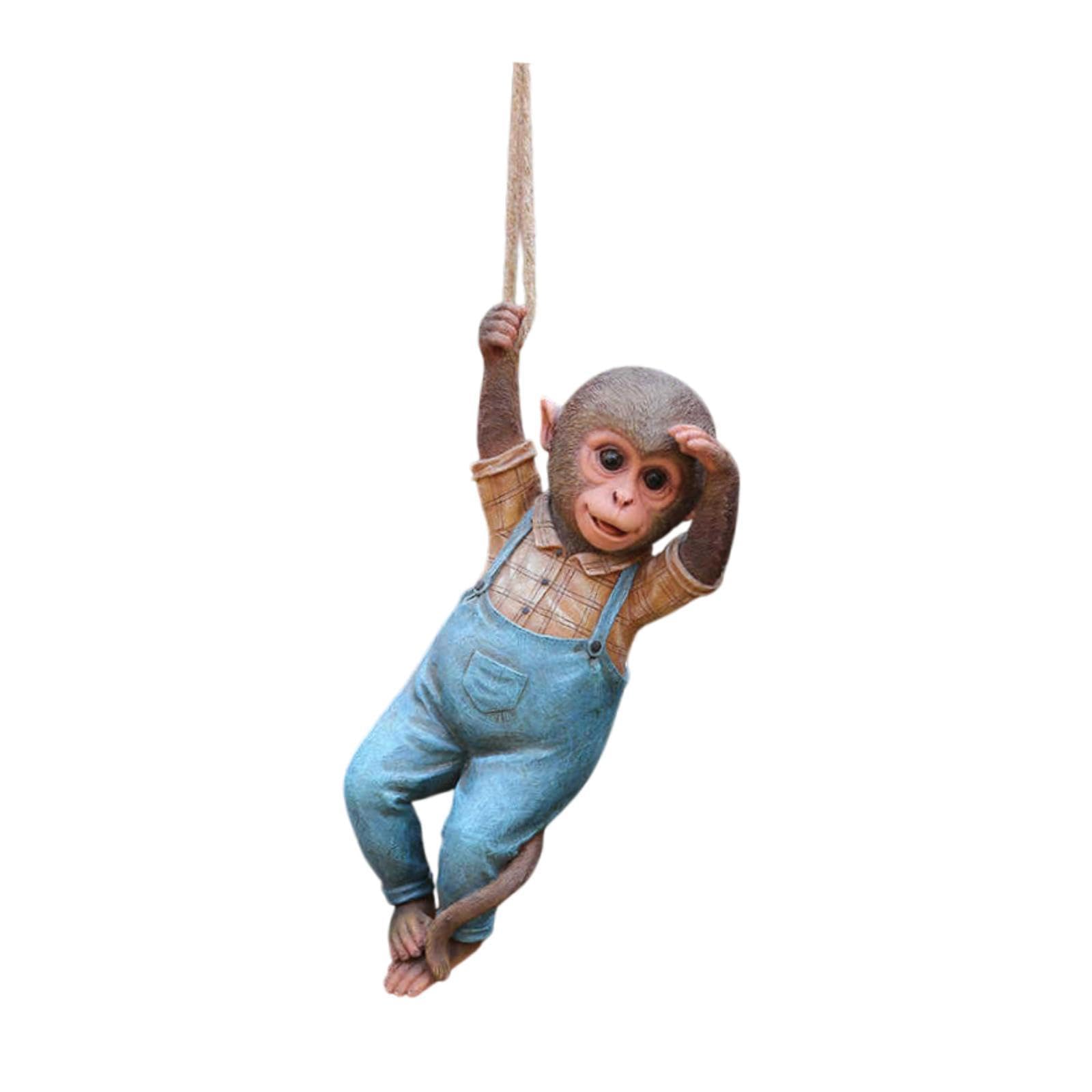 Hanging Monkey Figurine Indoor Hanging Monkey Rope Statue for Roof Lawn Yard with Clothes-image-38