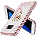 KuDiNi for Samsung Galaxy S7 Edge Case, Galaxy S7 Edge Phone Case for Women Glitter Crystal Soft Bling Cute Butterfly Heart Floral Clear Protective Cover with Kickstand+Strap for S7 Edge (Rose Gold)