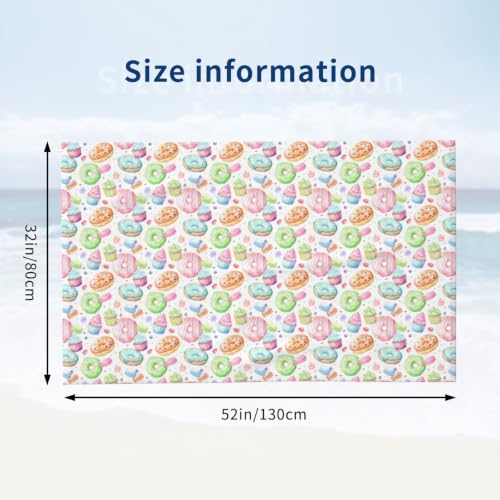 AYYQWE Serviettes de bain surdimensionnées à séchage rapide pour adultes, motif petits gâteaux, beignets, muffins, sucre, cadeau de voyage – vue 3