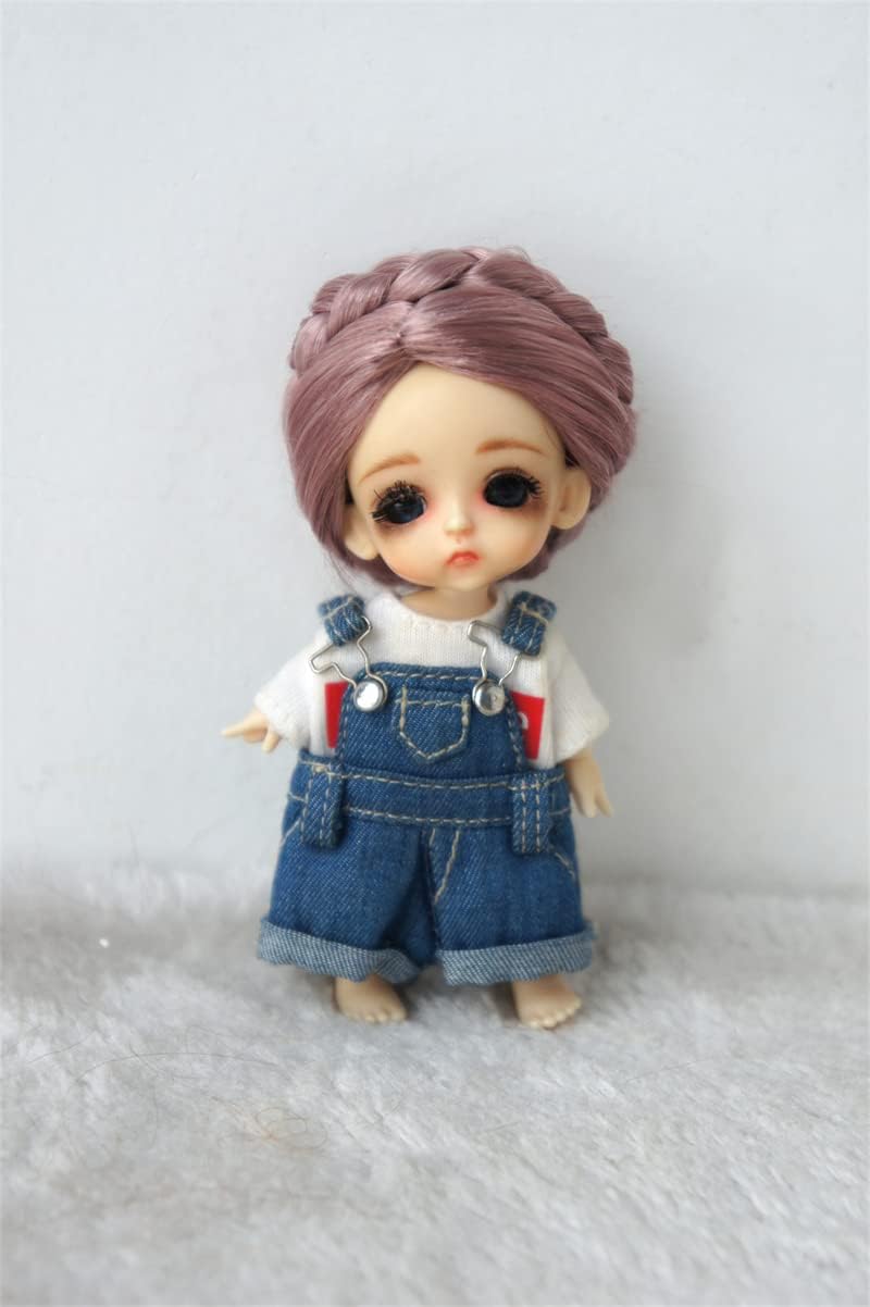 JD101 3-4inch 9-10inch Tymoshenk Character Tiny Doll Wigs. Circle Braide Synthetic Mohair BJD Hair (Blend Purple sm96:sm108)
