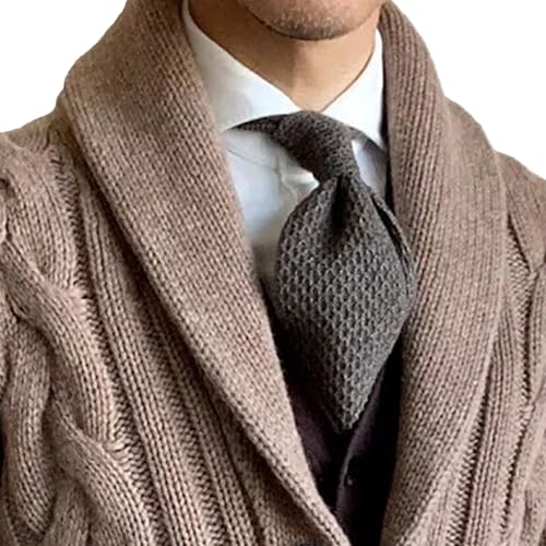 Men's Cable Knit Button Down Sweater Shawl Collar Open Front Sweater Cardigan Thermal Winter Sweaters4