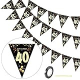 【40º DISEÑO DE LA PANCARTA】 La pancarta de la fiesta de cumpleaños 40 se puede aplicar una y otra vez para la fiesta de cumpleaños 40, la decoración de los suministros de la fiesta del aniversario de la boda. Haga que una fiesta de 40 años con elementos dorados negros sea especial agregando globos temáticos de 40 años, serpentinas de fiesta y confeti con esta pancarta.