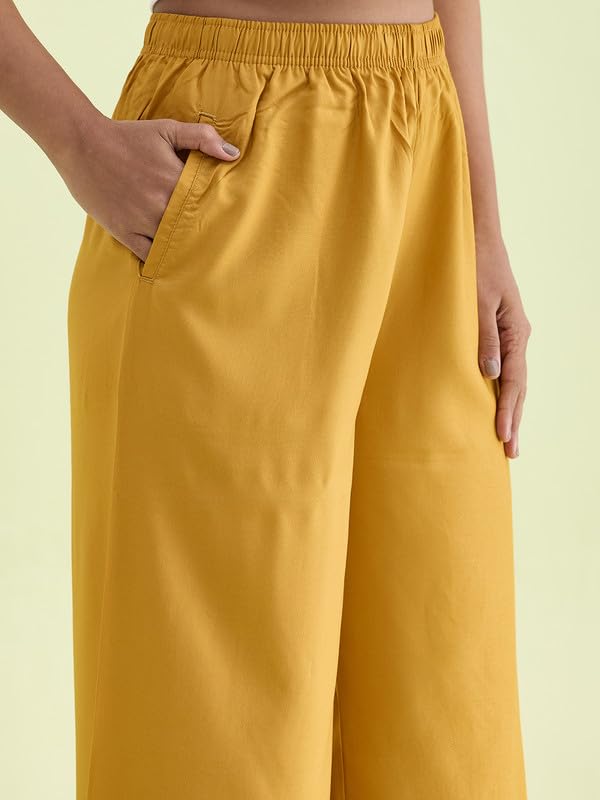 Image of GO COLORS Soft Viscose Basic Palazzo Full Length for Women| Breathable, Mid Rise, Relaxed Fit