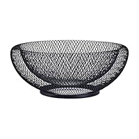 Fruttiera In Metallo Dorato - 22,5x7,5 Cm - Portafrutta Moderno Per Cucina - Rete Metallica