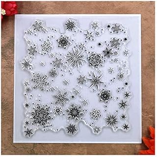 Kwan Crafts Christmas Snowflake Background Clear Stamps for Card Making Decoration and DIY Scrapbooking