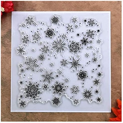 Kwan Crafts Christmas Snowflake Background Clear Stamps for Card Making Decoration and DIY Scrapbooking