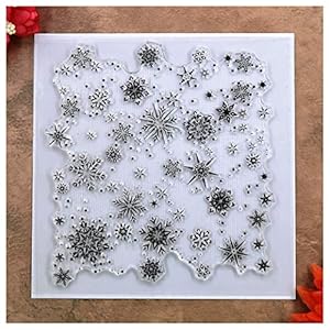Kwan Crafts Kerst sneeuwvlok achtergrond duidelijke stempels voor kaart maken decoratie en DIY Scrapbooking