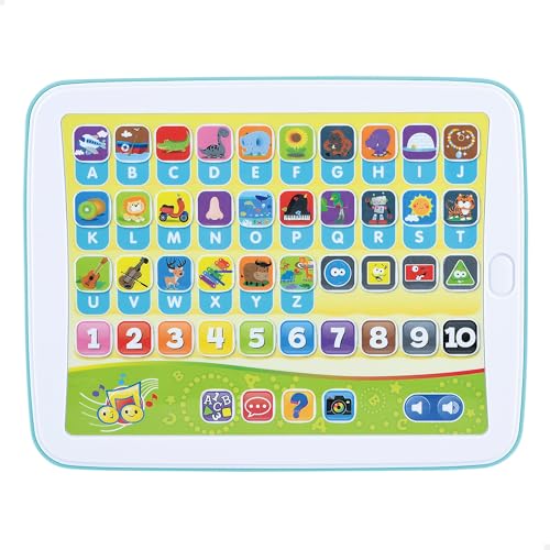 ColorBaby Play 39623 Tablette éducative bilingue Espagnol-Anglais avec Lettres, Chiffres, Animaux...