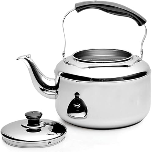 Miniatura 9 de Hervidor de té de acero inoxidable de 4 litros, tetera de acero inoxidable, tetera de gran capacidad, hervidor de té con mango anti-caliente,