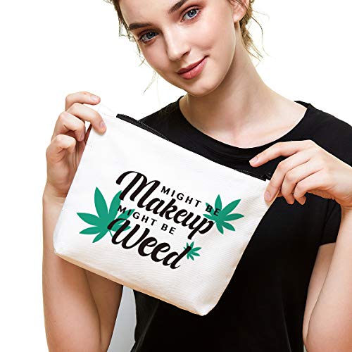 Fokongna Funny Weed Makeup Bag Gifts,Women Friends Cosmetic Bag,Best Friends Sister Gifts Might Be Makeup Might Be Weed,Humor Travel Makeup Bag Toiletry Bag For Women Friends Birthday Christmas Gifts - Image 4