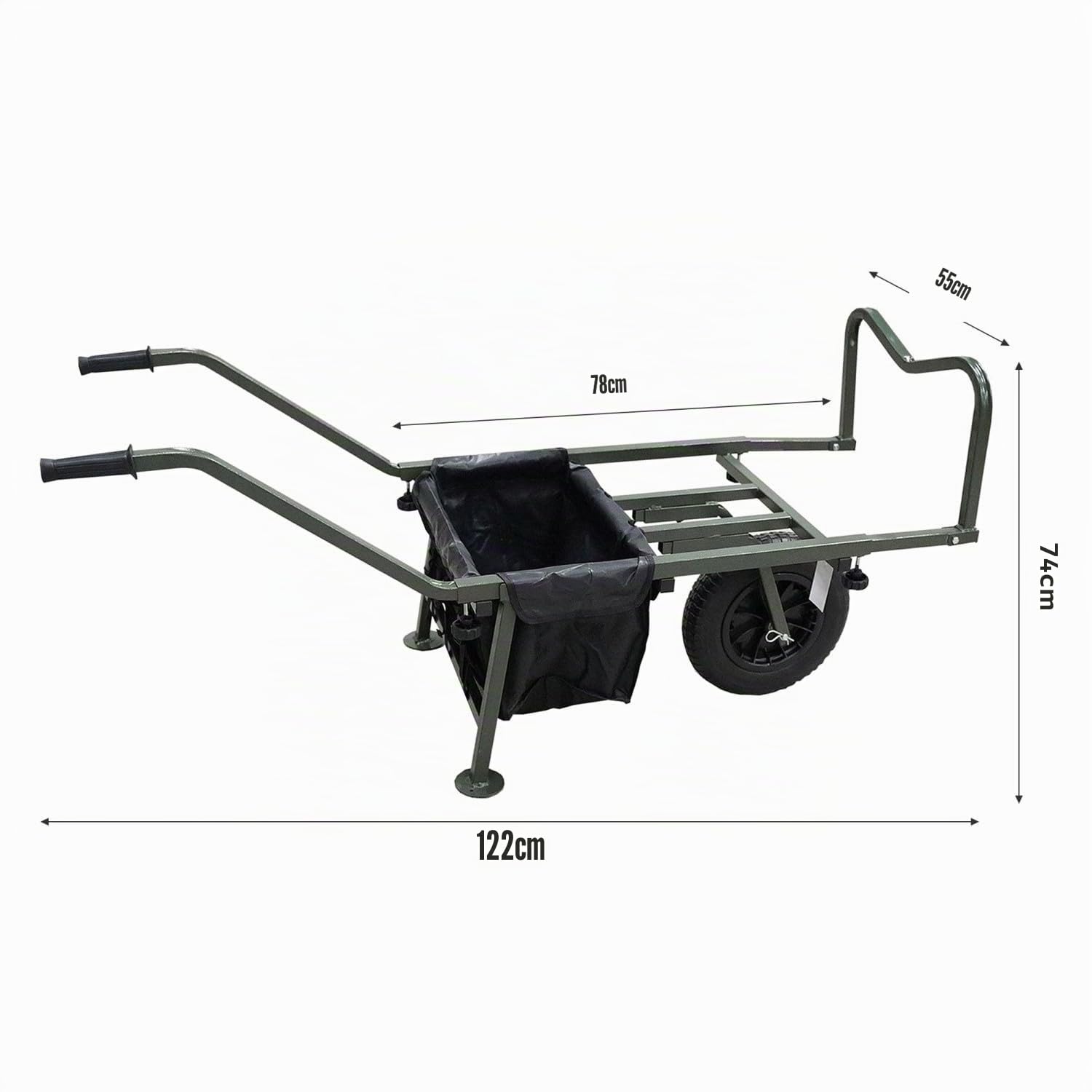 Carp Trolley MK II – Wendiger Angel-Transportwagen bis 75kg – Längenverstellbare Ladefläche & Luftbereifung – Inklusive Gepäcktasche – Klappbares Stahlrohrgestell