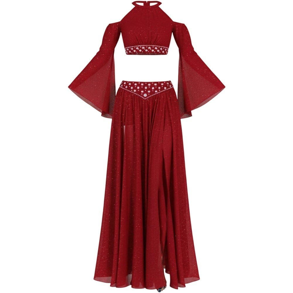 Damen-bauchtanzkostüm, Glänzendes -bauchtanzkleid, Bauchtänzerinnenrock, Professionelles Tänzerinnen-Outfit, Tanzbekleidung