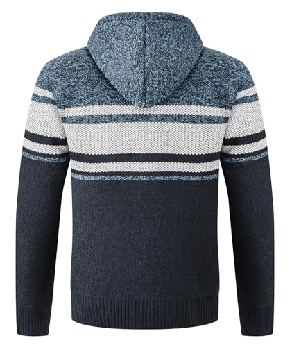 Image of LLdress Mens Knit Cardigan Sweaters Sherpa Lined Full Zip Hoodie With Pockets