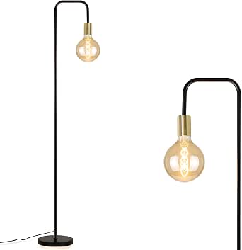 Lampe Pied Abat-jour Tissu Lampadaire Salon Vintage 154cm - Abat-jour Tissu Noir Interrupteur Au Pied - Style Industriel Rétro Lampadaire Chambre