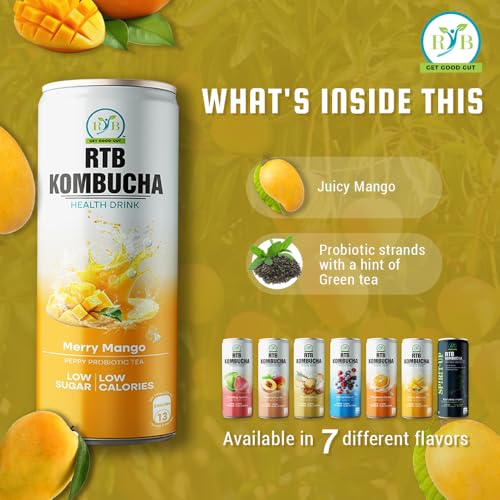 Image of RTB KOMBUCHA Health Mango Drink - Pack of 250ml | Kombucha Tea | Helps in Immune System & Digestive System
