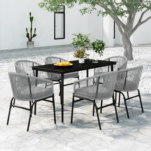 LAPOOH Juego de Comedor de jardín 7 Piezas, Mesa Terraza Exterior Y Sillas, Mesa Y Sillas Terraza, Conjunto Mesa Y Sillas Jardin, Juego De Terraza Exterior, Gris Antracita