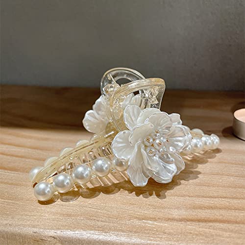 4 Pack Pearl Hair Clips Powerful Shiny Hair Clips for Curly Hair Sensitive Wedding Hair Clips Girls Women's Favorite Hair Accessories Gifts Includes Braided Rope Hair Loop
