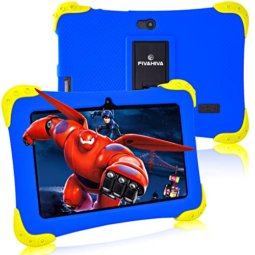 Fivahiva Kids Tablet 7 inch Android 12 Tablets for Kids, Parental Control, 2GB+32GB,HD Display, Dual Cameras, WIFI, Bluetooth, Kids Edition Tablet with Kid-Friendly Case (Dark Blue)