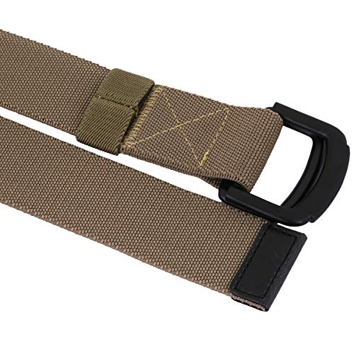 Sportmusies Elastic Belts for Men, Military Style Stretch Webbing Tactical Duty Belt (Khaki,D-Ring Buckle)3