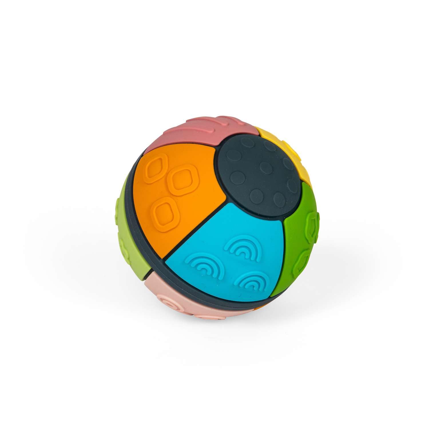 Bigjigs Toys Soft Sensory Ball | Easy Grip Baby Silicone Toy | Montessori Toddler Bouncy Balls with Pattern & Colour Panels | Babies' Tactile Play & Teething Tool | Learning Gifts for Kids from Birth+