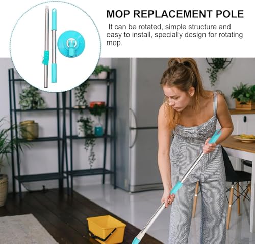 Image of Heavy Duty Stainless Steel Mop Stick with 360 Degree Swivel Head, Extendable Long Handle with 5 Yrs Warranty- Replacement Mop Pole for Floor Cleaning-A1 (Seagreen + 2 Refills)