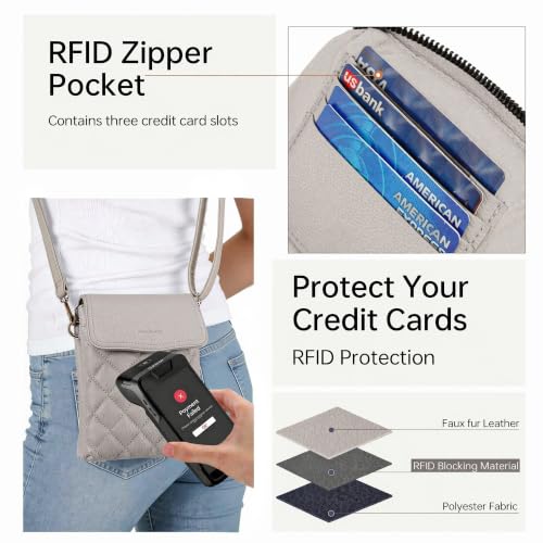 Goinsound RFID Small Purse Crossbody for Women Quilted Cell Phone Purse Women's Crossbody Handbags with Card Slots Grey — view 3