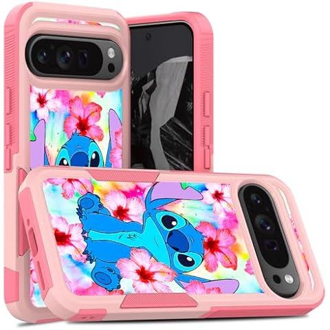 CASE TOWN Case for Google Pixel 9 Pro XL, Unique Design Dual Layer Heavy Duty Shockproof Defender Bumper Back Protective Case Silicone Women Girl Phone Covers for Google Pixel 9 Pro XL (Pink Flowers) Cover