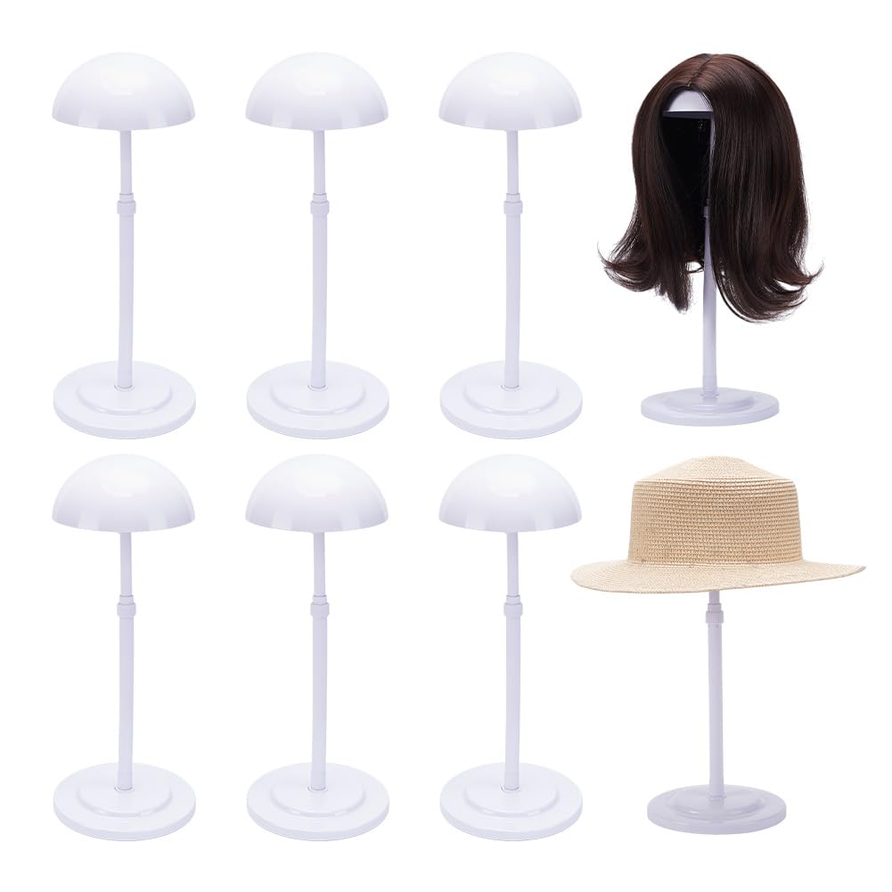 UNICRAFTALE 8 Ensembles Support de Présentation de Chapeau Blanc Hauteur Réglable Demi Rond Porte Perruque Support de Chapeau en Plastique pour Casquettes de Baseball Chapeau de Cowboy Support 25~48cm