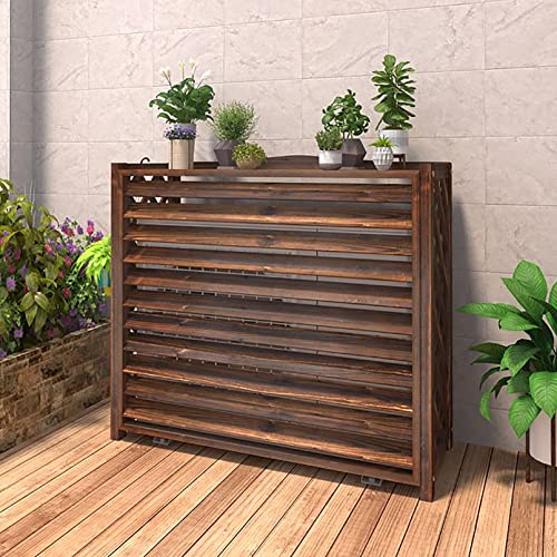 Cubierta de aire acondicionado de madera y soporte de flores para jardín exterior