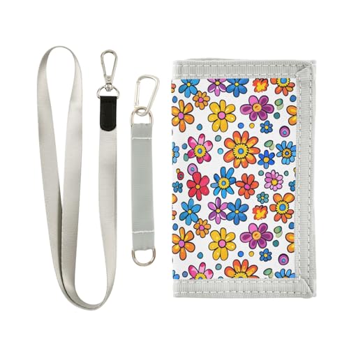 ALAZA Kids Wallets for Boys Girls Toddler Trifold Wallet Children Small Colorful Flower Cute with Zipper Coin Pocket