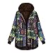 JISUAN Femme Rétro Couleur Imprimée Vêtement Extérieur Décontracté Fermeture éclair Mode Poches à Capuche Manches Longues Manteau Rembourré Veste Pluie Femme Manteau Imperméable, Bleu #0, 5X-Large