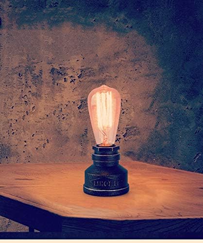JINYU Vintage American Village Style Desk Light Creative Table Lamp Iron Steel Water Pipe Table Night Lights,Bedside Desk Lamps,Industrial Steampunk Retro Base E27 Holder Fitting Lighting Fixture