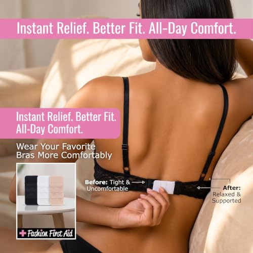Image of Brah! Extender: 2 & 3 Hook Bra Extenders Strap, White /Beige /Black for Women | Hook-and-eye bra band expander & extension - all-day comfort soft microfiber fits 2 or 3 prong