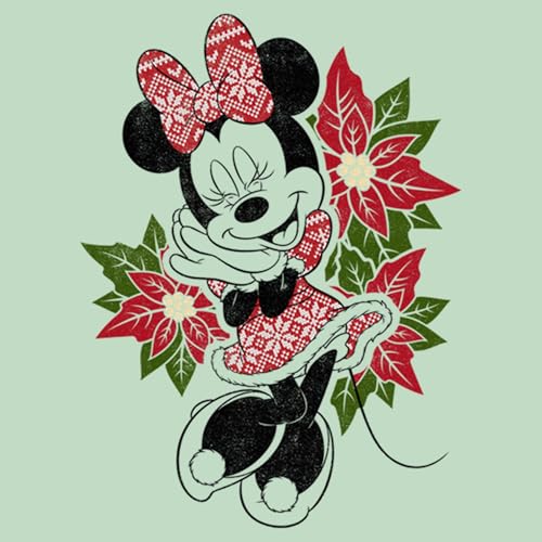 Disney Characters Christmas Fairisle Minnie Girl's Heather Crew Tee2