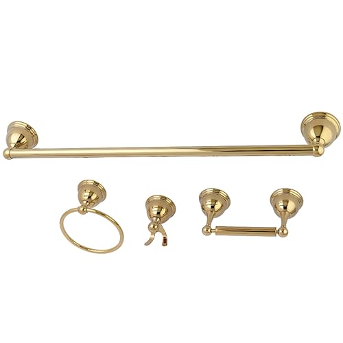 BAK3961478PB Restoration 4-Piece Towel-Bar Bathroom Hardware Set, Polished Brass